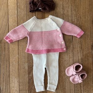 GAP Baby Sweater Set in Cream and Pink